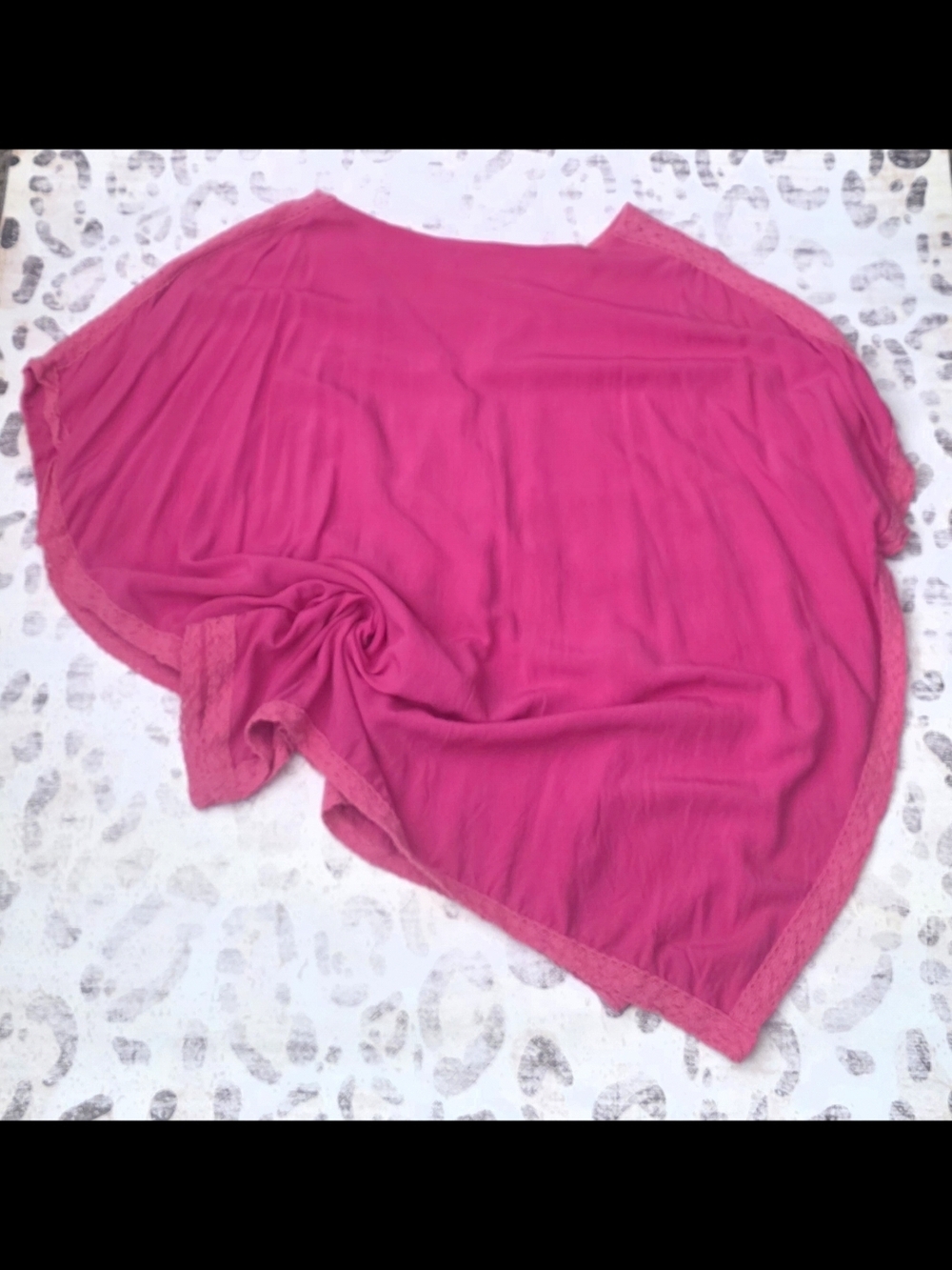 Magenta Boho Lace-Trim Poncho - Picture 3 of 4